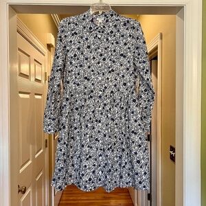 NWOT J.Crew Factory Navy White Floral Mini Shirtdress Shirt Dress Size 4